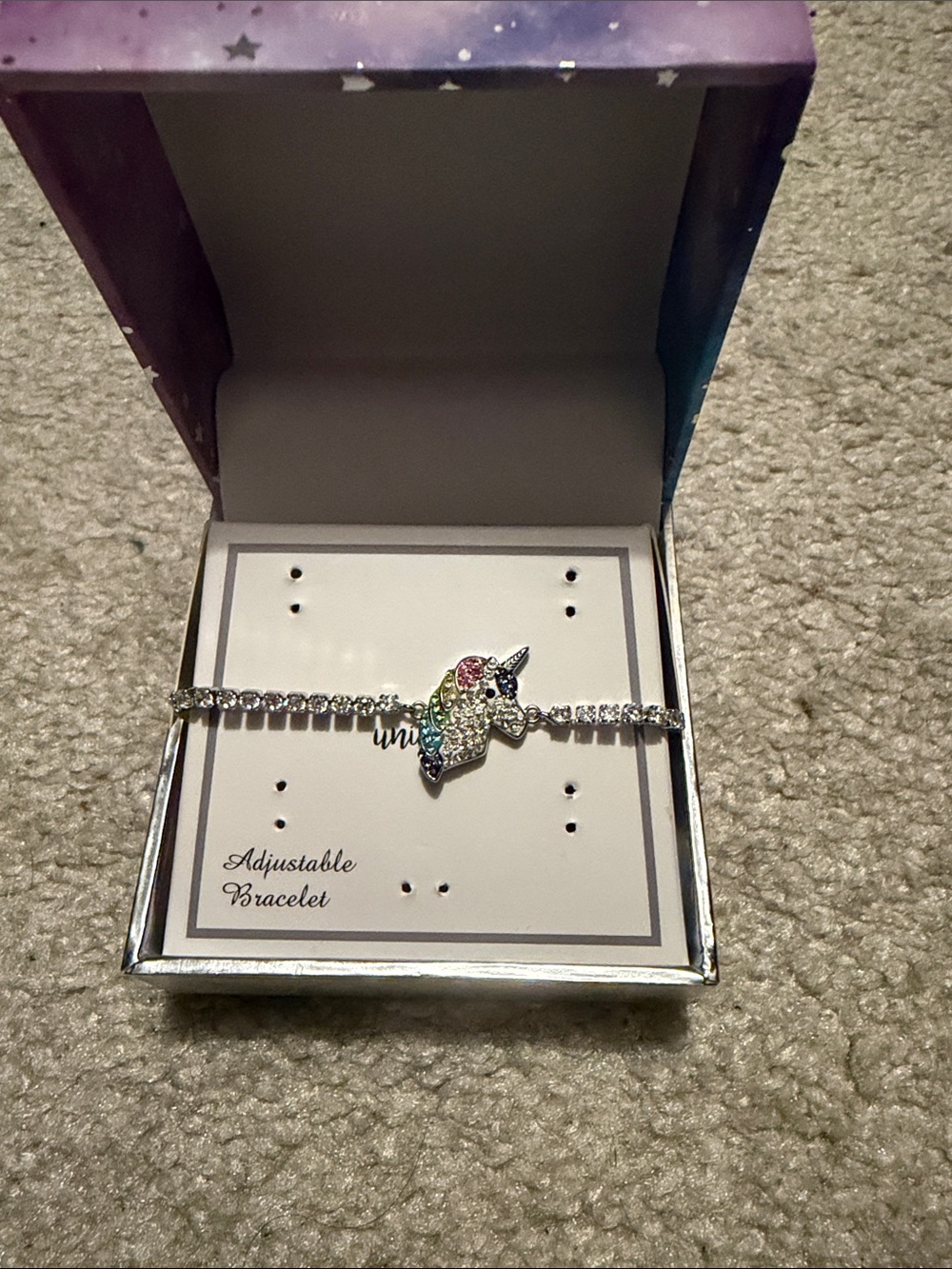 Kohl's Silver Unicorn Bracelet with Multicolor Crystal Accents
